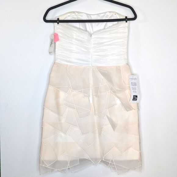 NWT Phoebe Couture Strapless Tiered Rushed Mini Formal Dress White Champagne 2 - Picture 2 of 8
